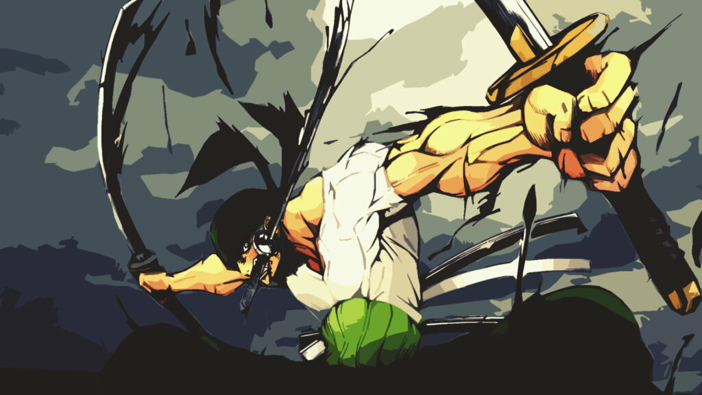 Swordsman's Vigilance: Roronoa Zoro in Stunning HD - One Piece Anime Wallpaper