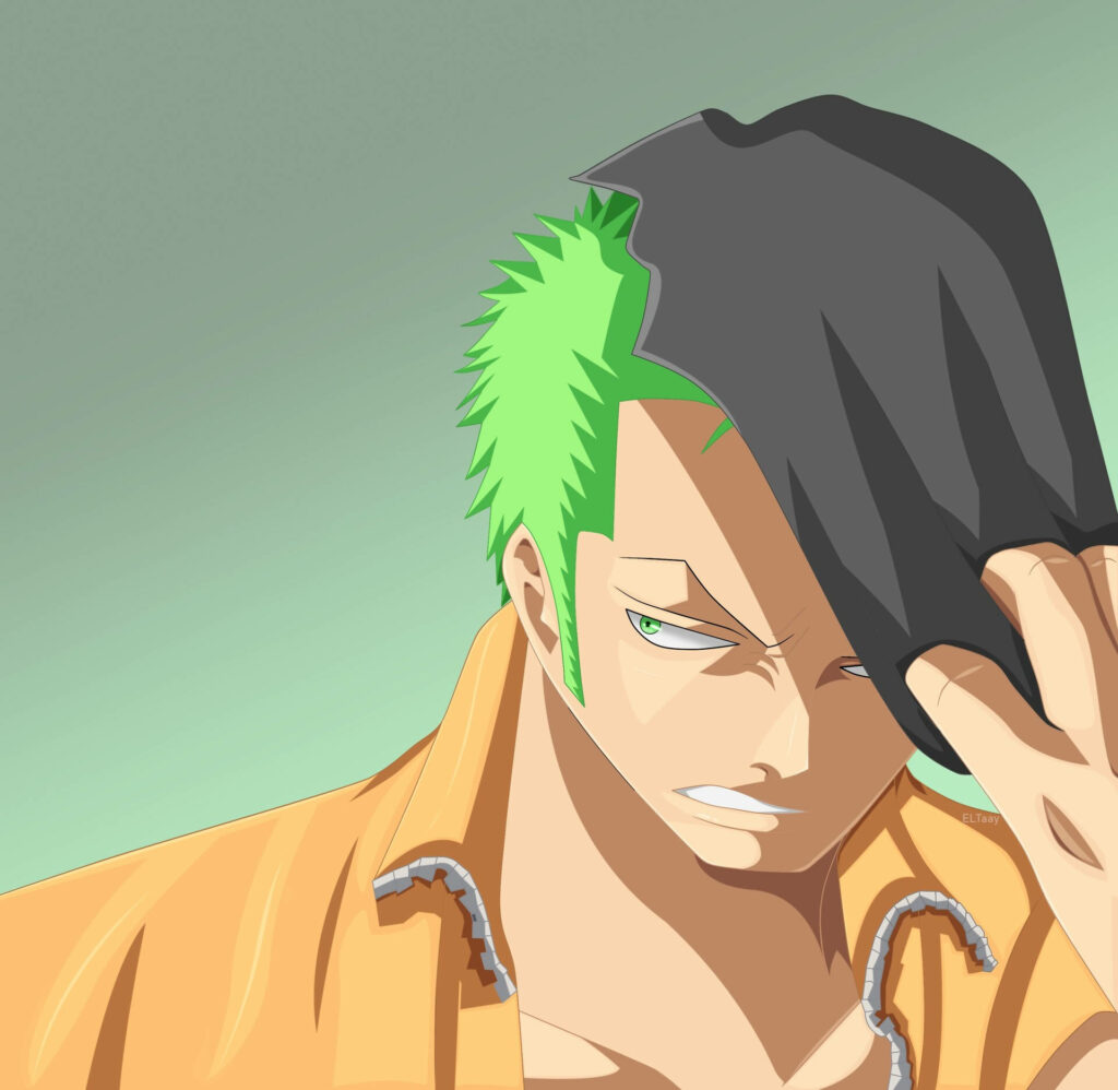 Vector Art Wallpaper: Roronoa Zoro - Intense Anime PFP Design