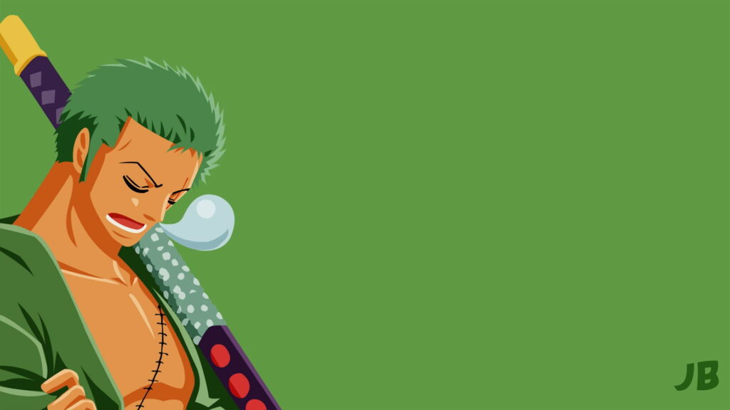 Fearless Swordsman: Zoro's Charismatic Smile Shines in HD Wallpaper