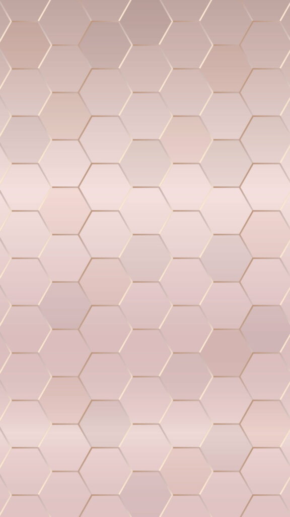 Rose gold honeycomb wallpaper with minimalist geometric hexagon pattern and subtle metallic shine