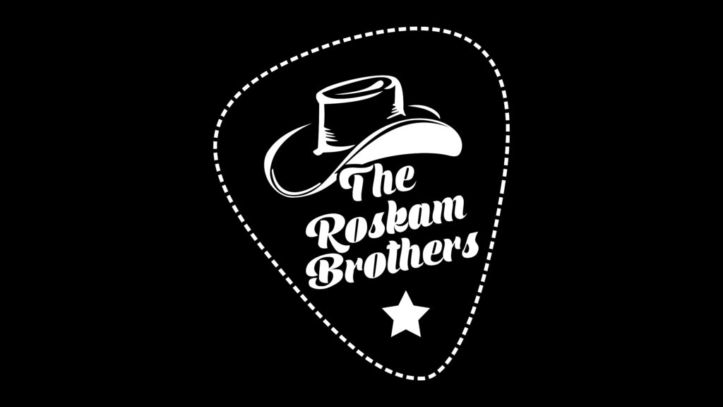 Brotherly Rebellion: Sleek Roskam Logo Takes Center Stage on Dark Aesthetic Wallpaper