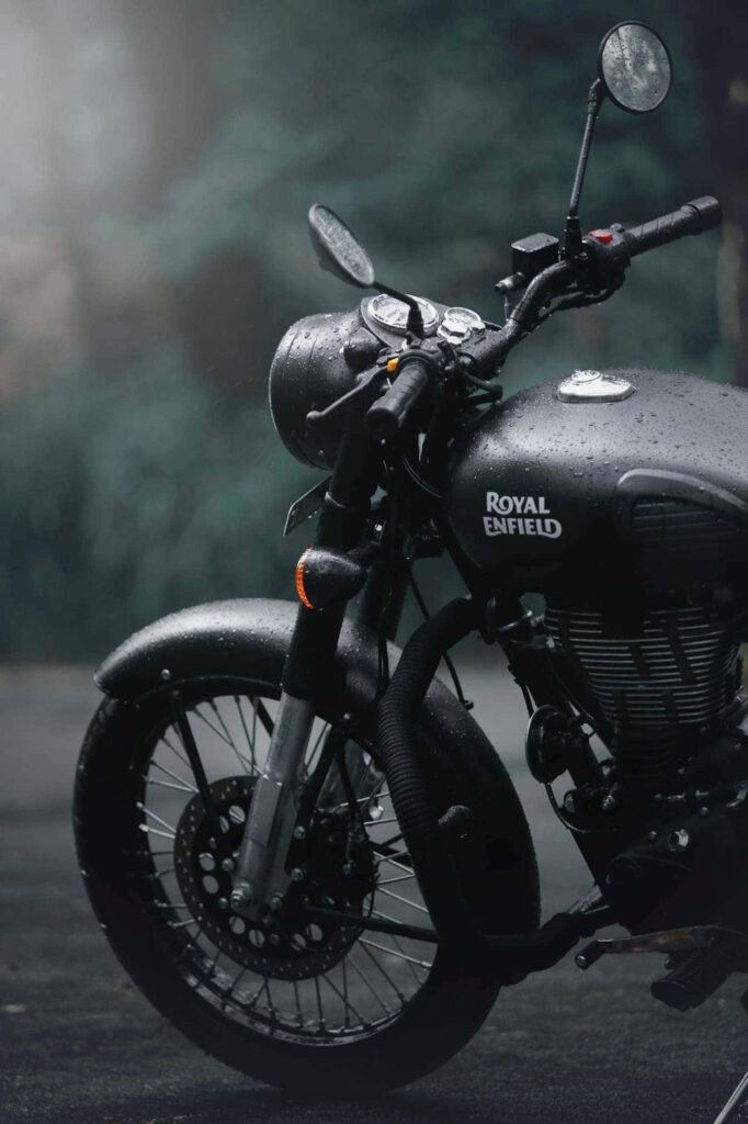 Royal Enfield Motorcycle Wallpaper: Moody Foggy Adventure Background