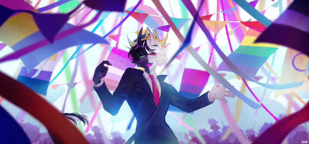 Ranboo Reigns in Revelry as Colors Swoop and Dance Wallpaper