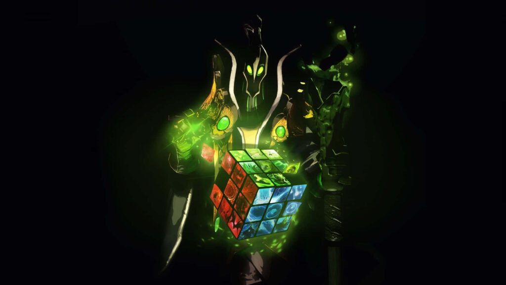 Spellbinding Fusion: Immersive Dota 2 Digital Art Showcasing Rubick in Black Abyss Wallpaper