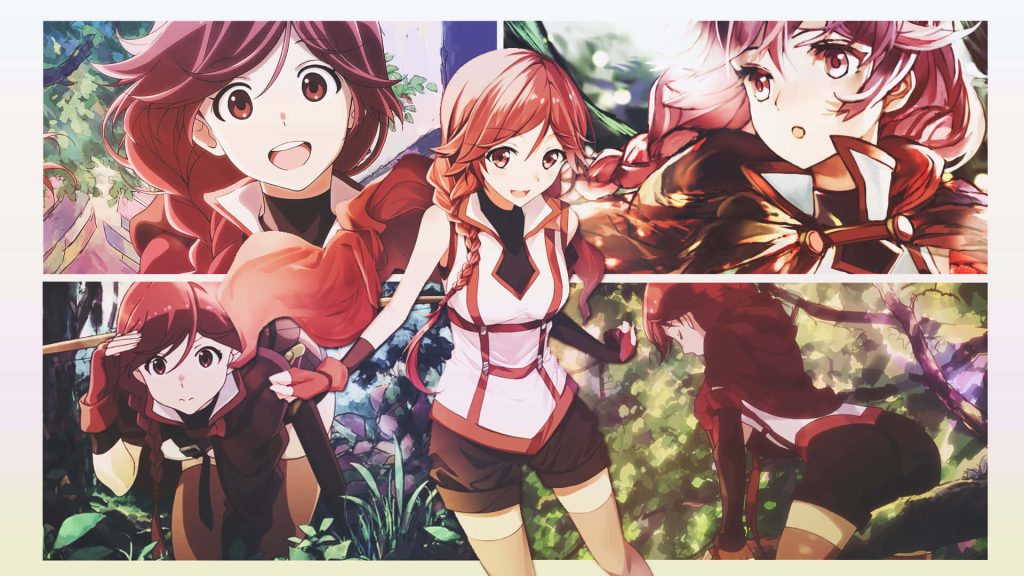 Ruby Rose RWBY anime wallpaper multi-panel collage vibrant forest red cloak digital art