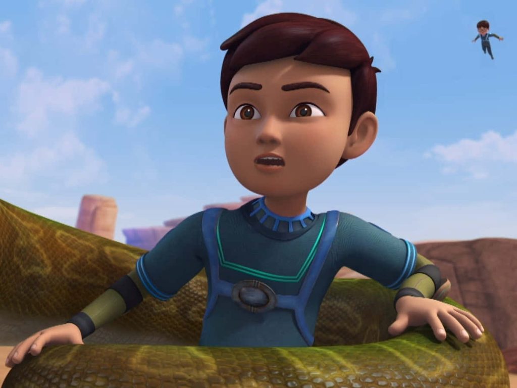 Rudra hero with giant green snake outdoors vibrant 3D CGI wallpaper from Rudra Boom Chik Chik Boom