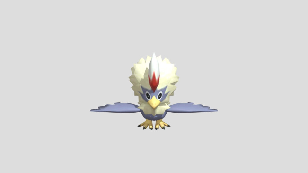 Rufflet Pokémon Wallpaper: Flight Pose on Grey Background