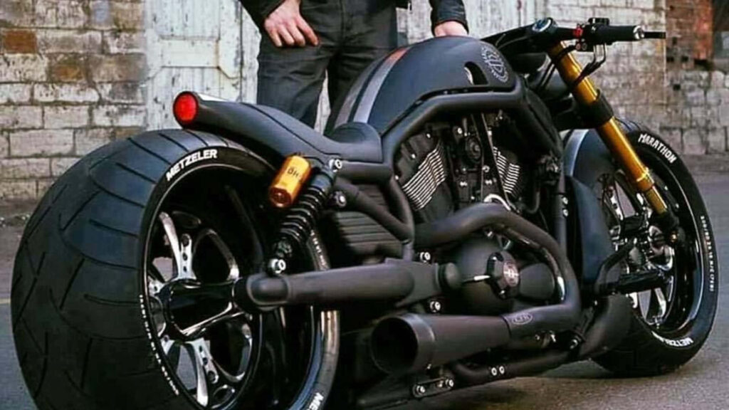 Rugged Man & Black Harley: Urban HD Wallpaper Background