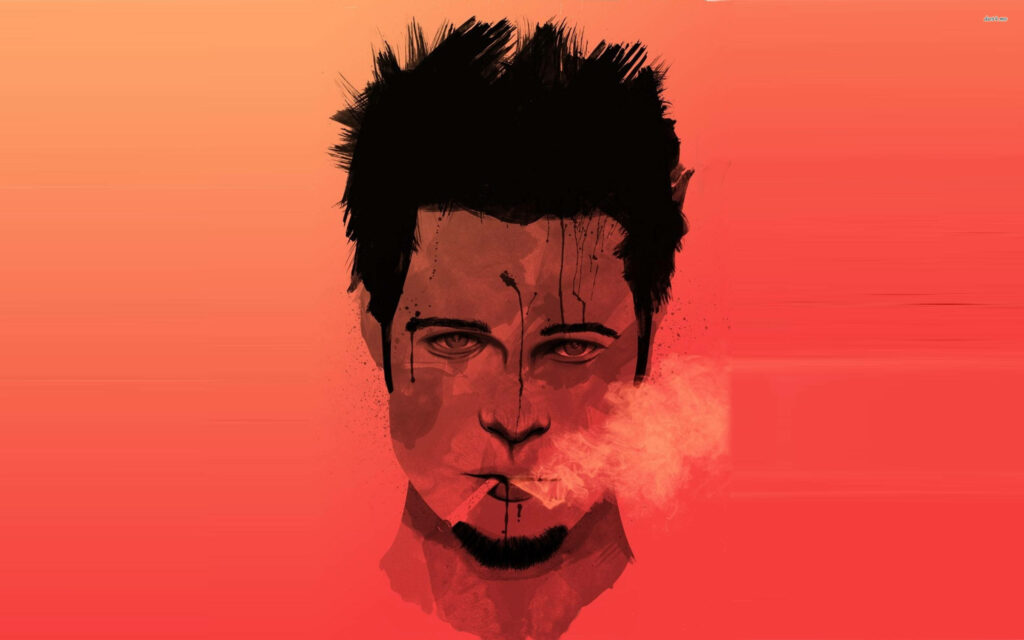 Rugged Man Vector Art Wallpaper with Bold Red-Orange Background
