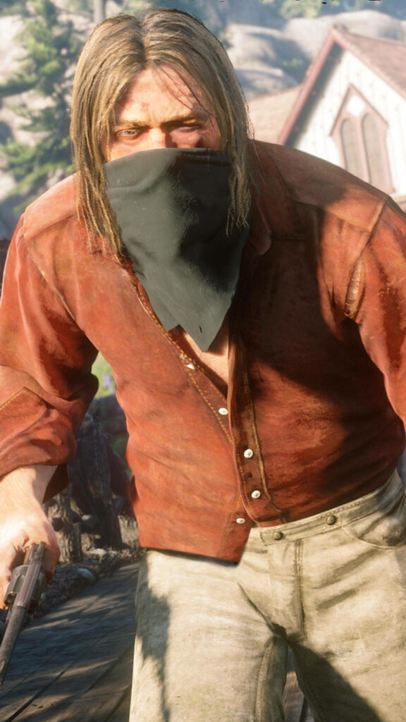 Rugged *Red Dead Redemption* Character Wallpaper with Western Backdrop