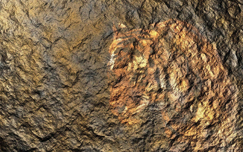 Rugged Wallpaper with Seamless Tiger Face Texture Background
