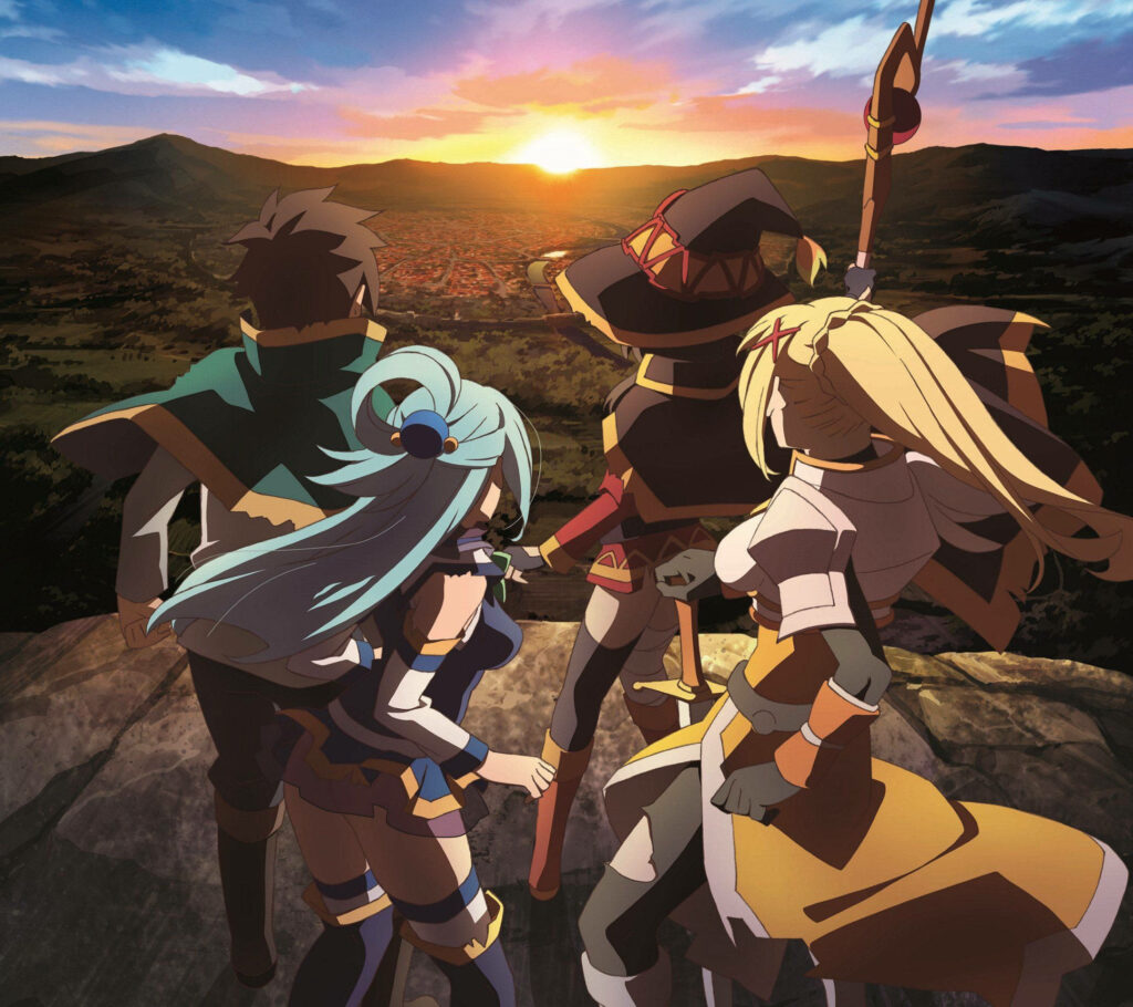 Dawn's Embrace: An Enchanting Konosuba Landscape Scenery Wallpaper