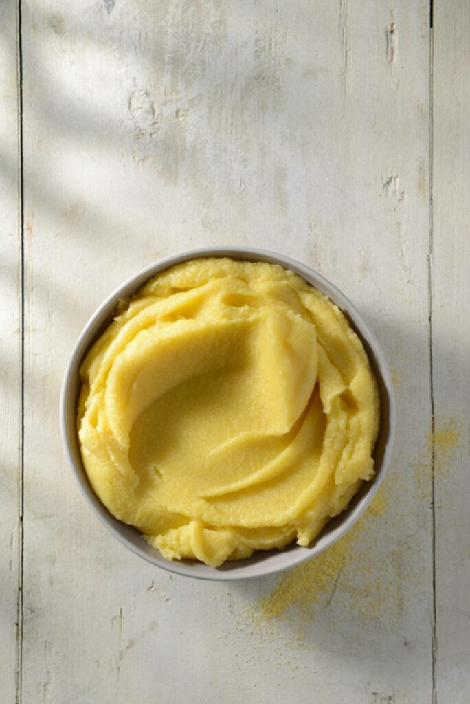Rustic Wallpaper: Creamy Mashed Polenta in Warm Golden Hue