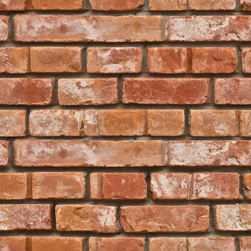 Vintage Rustic Brick Wall Texture: Uneven Red & Orange Wallpaper