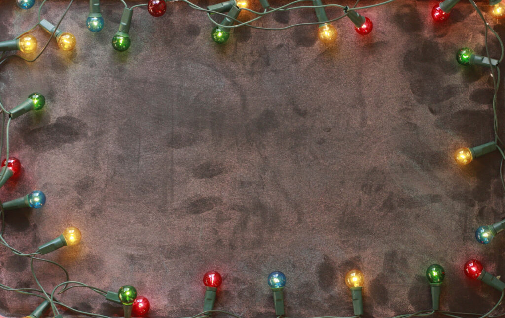 Rustic Brown Background with Festive Colorful Glowing Lights Wallpaper
