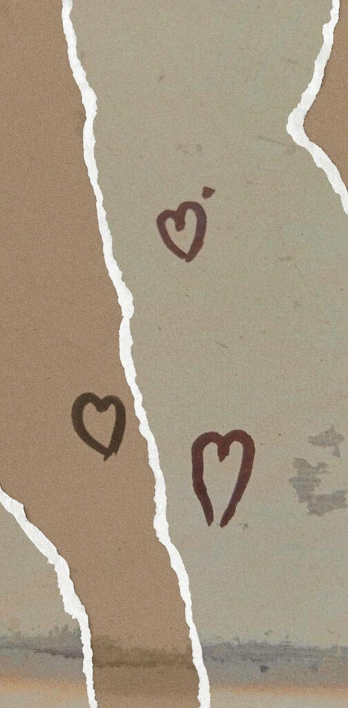 Rustic Brown Wallpaper with Hand-Drawn Heart Doodles & Vintage Touch