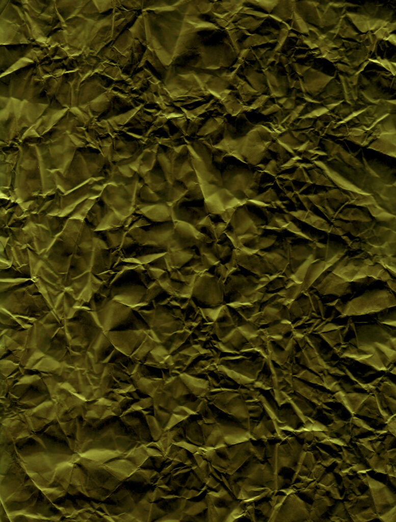 Rustic Brownish-Green Crumpled Paper Texture Wallpaper Background
