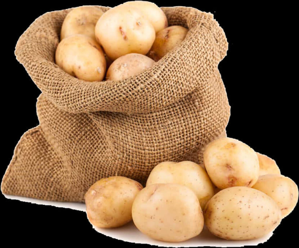 Rustic Burlap Sack of Fresh Potatoes - Natural Earthy Wallpaper