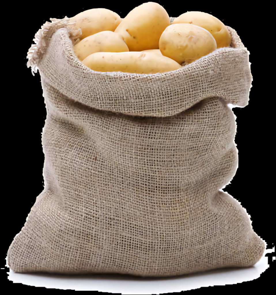 Rustic Burlap Sack of Fresh Potatoes - Organic Wallpaper Background