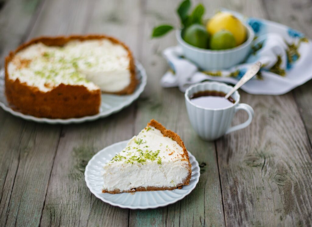 Rustic Cheesecake with Lime Zest & Coffee: Cozy Wallpaper Background