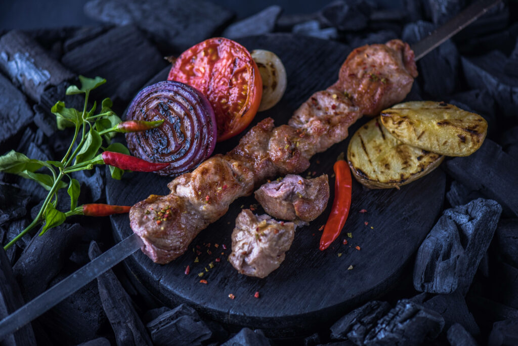Mouthwatering Churrasco on a Stick: Grilled Meat & Veggies Wallpaper