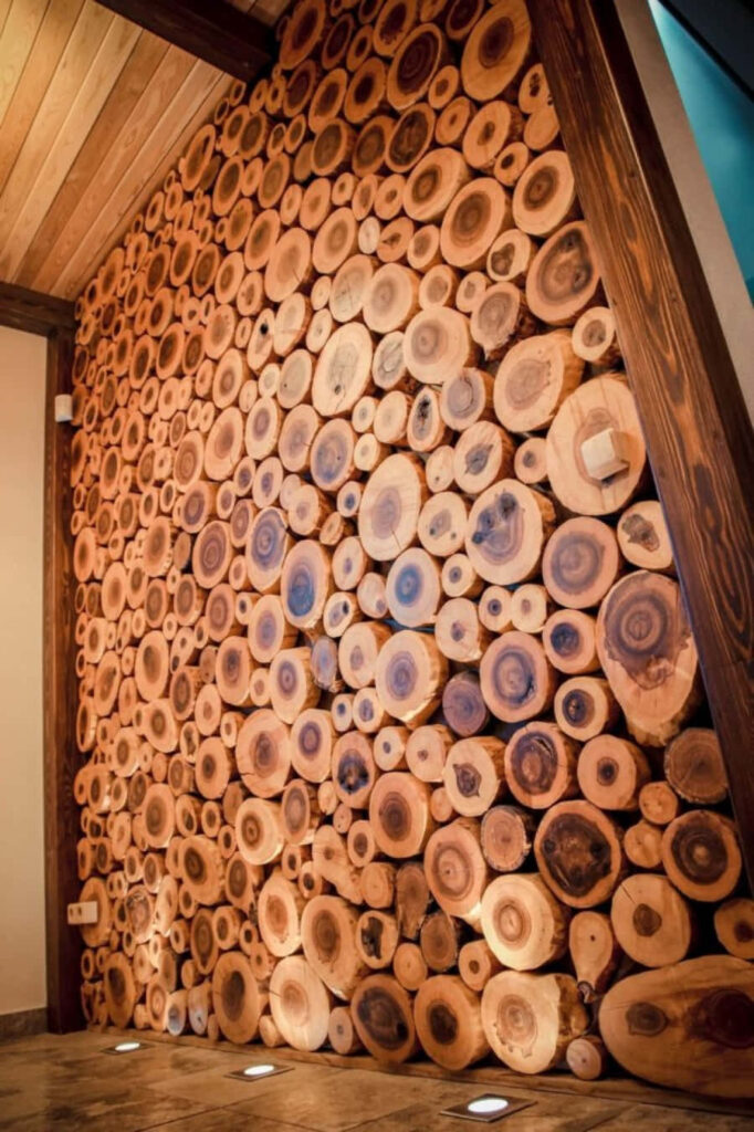 Rustic Circular Wood Slice Wallpaper: Natural Textured Background