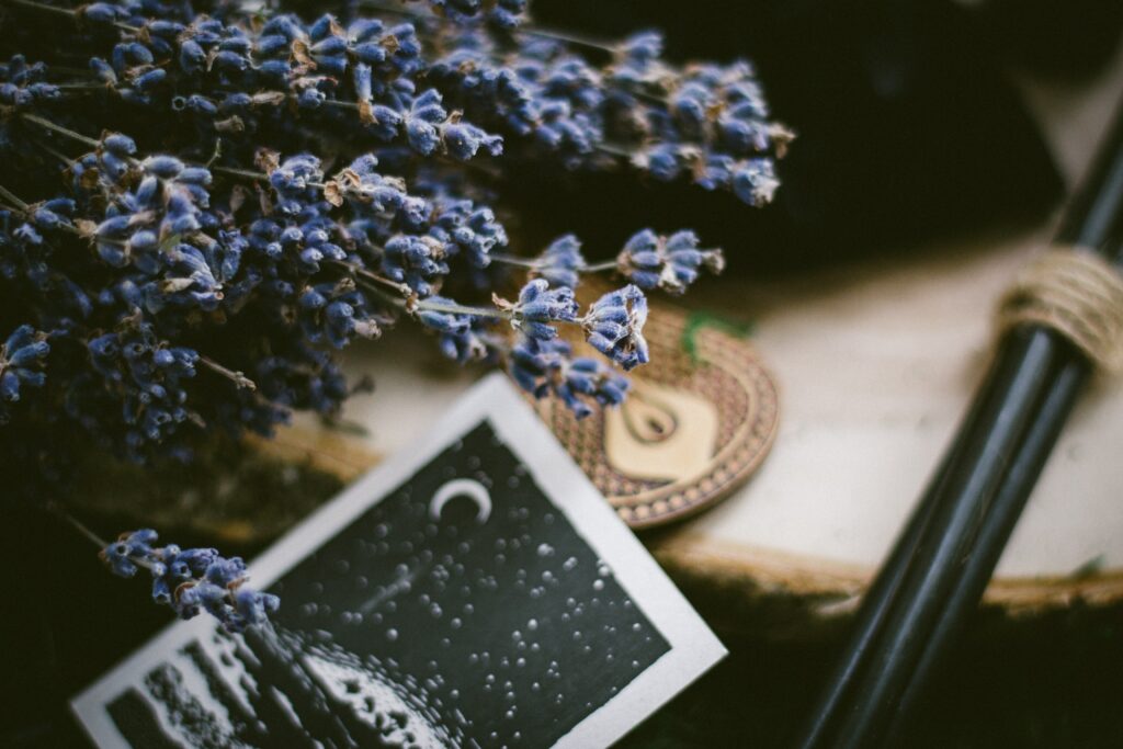 Rustic Dried Lavender Wallpaper with Decorative Card Background