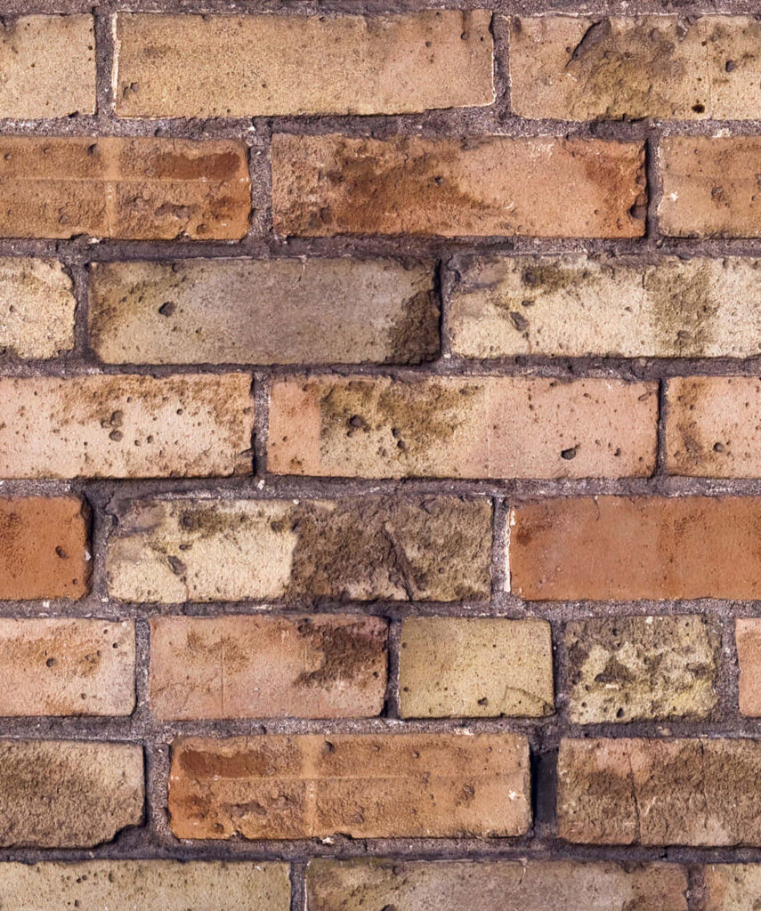 Rustic Exposed Brick Wallpaper: Aged Brown, Beige & Gray Background