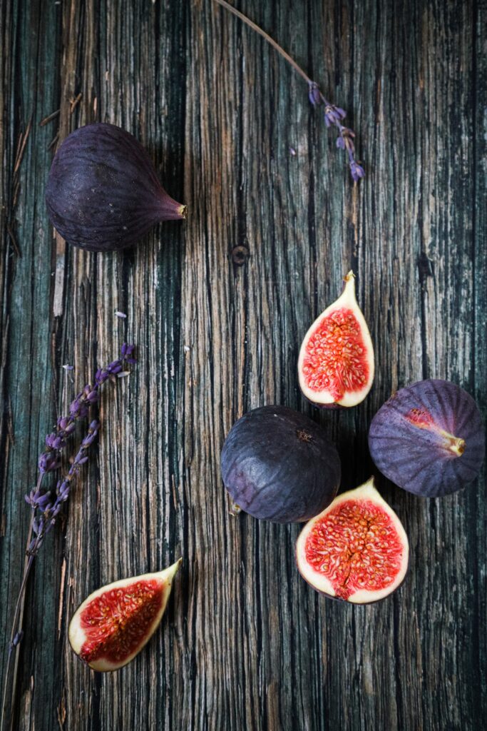 Rustic Fig and Lavender Wallpaper Background with Textured Wood