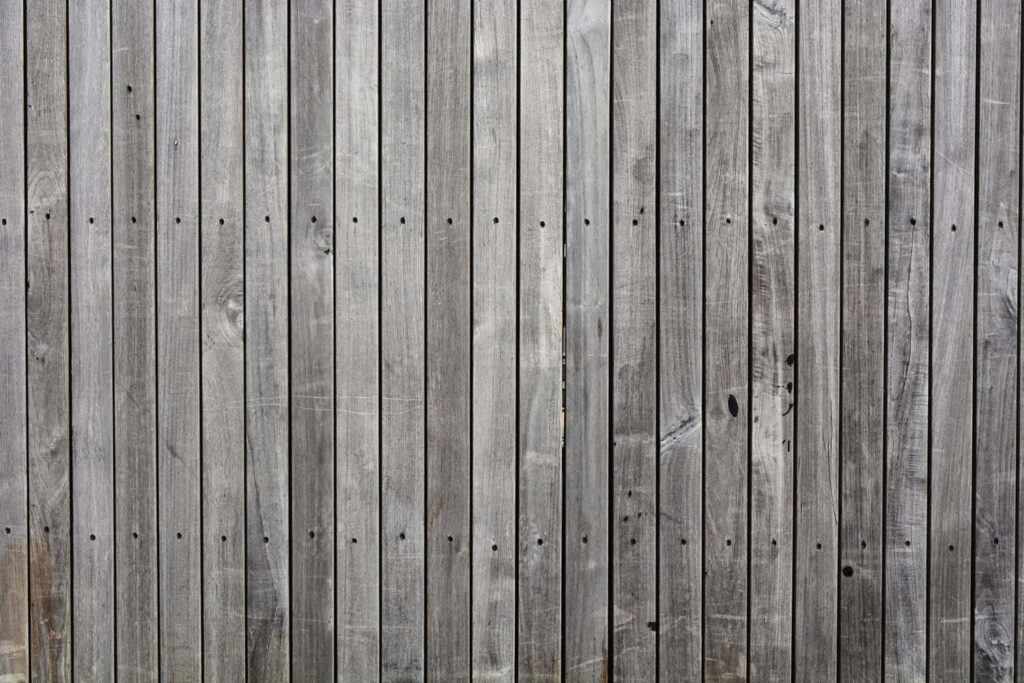 Rustic Grey Wood Plank Wallpaper with Textured Nail Impressions
