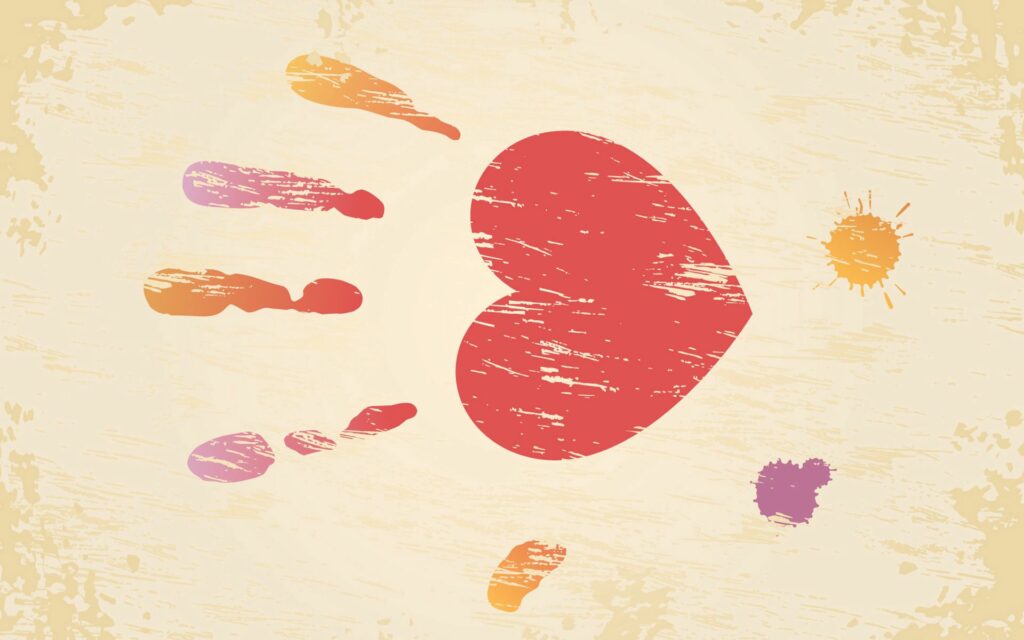 Rustic 1920x1200 Wallpaper: Bold Heart & Handprints in Warm Tones