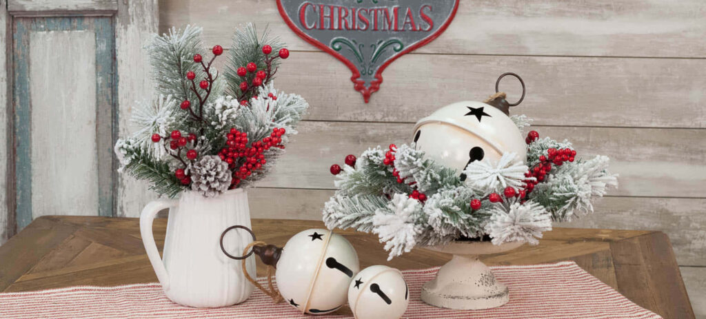 Charming Rustic Holiday Wallpaper with Snowy Decor & Jingle Bells