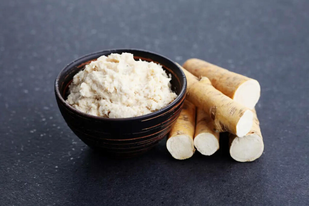 Rustic Horseradish Bowl & Roots: Natural Texture Wallpaper Background