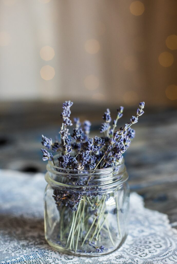 Rustic Lavender Jar Wallpaper for Calming Natural Elegance