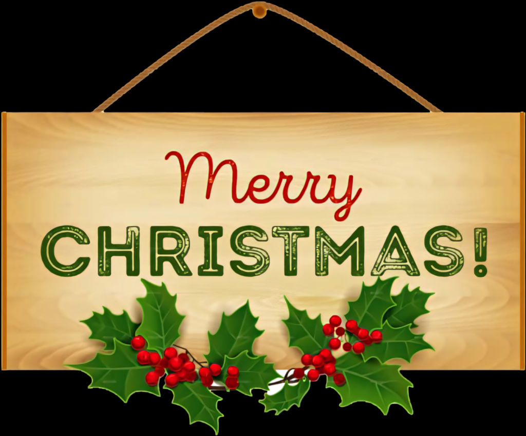 Rustic Merry Christmas Wallpaper with Holly and Berries