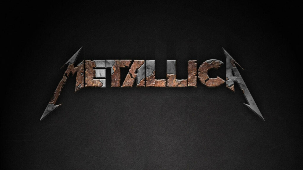 Rustic Rhythms: A Grungy Explosion of Metallica's Iconic Logo Immersed in Deep Rust Tones - Vibrant & Detailed Background Texture Wallpaper