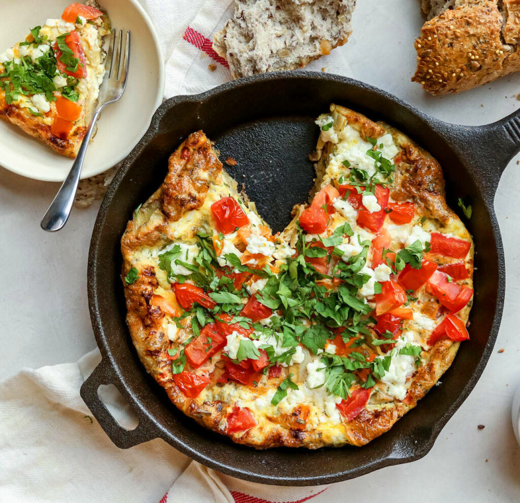 Rustic Skillet Pizza with Fresh Herbs & Tomatoes - Wholesome Wallpaper