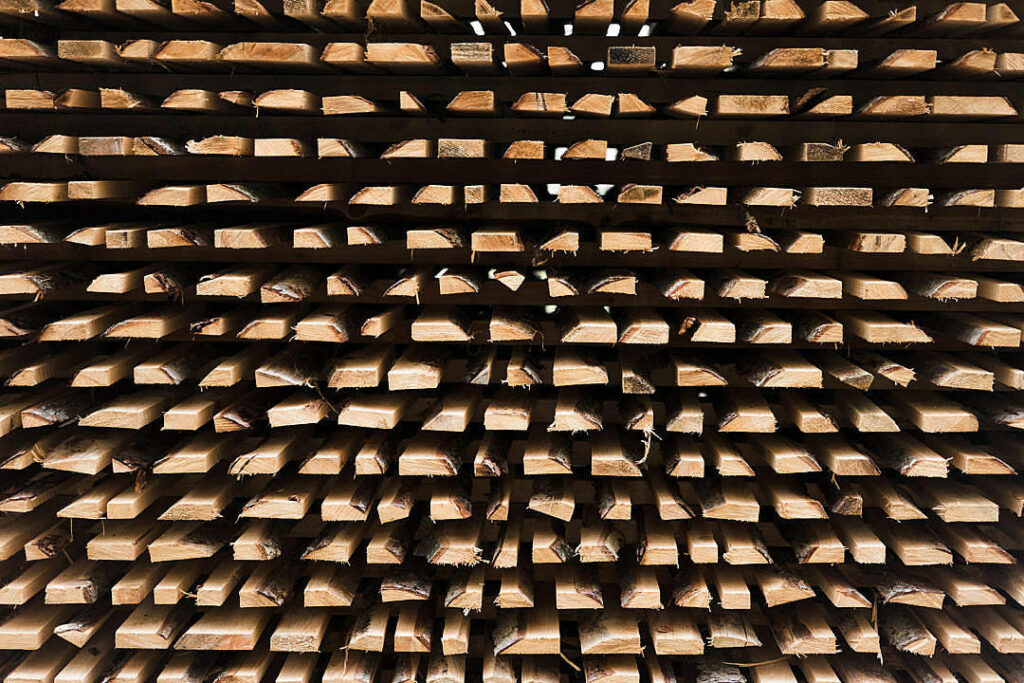 Rustic Stacked Wood Texture Wallpaper - Natural Logs Background