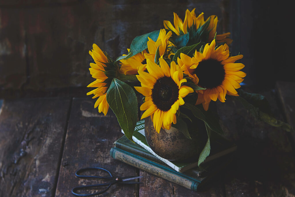 Rustic Sunflower Wallpaper: Warm Wooden Background Aesthetic