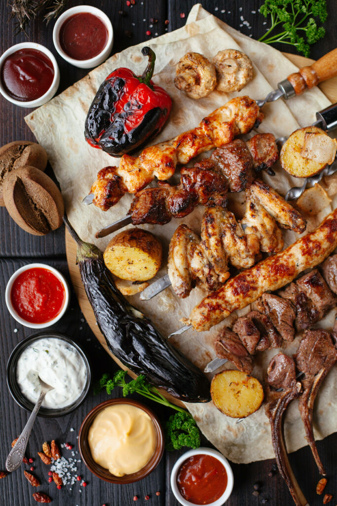 Stunning Tandoori Chicken Kebab & Grilled Veggies Wallpaper Background