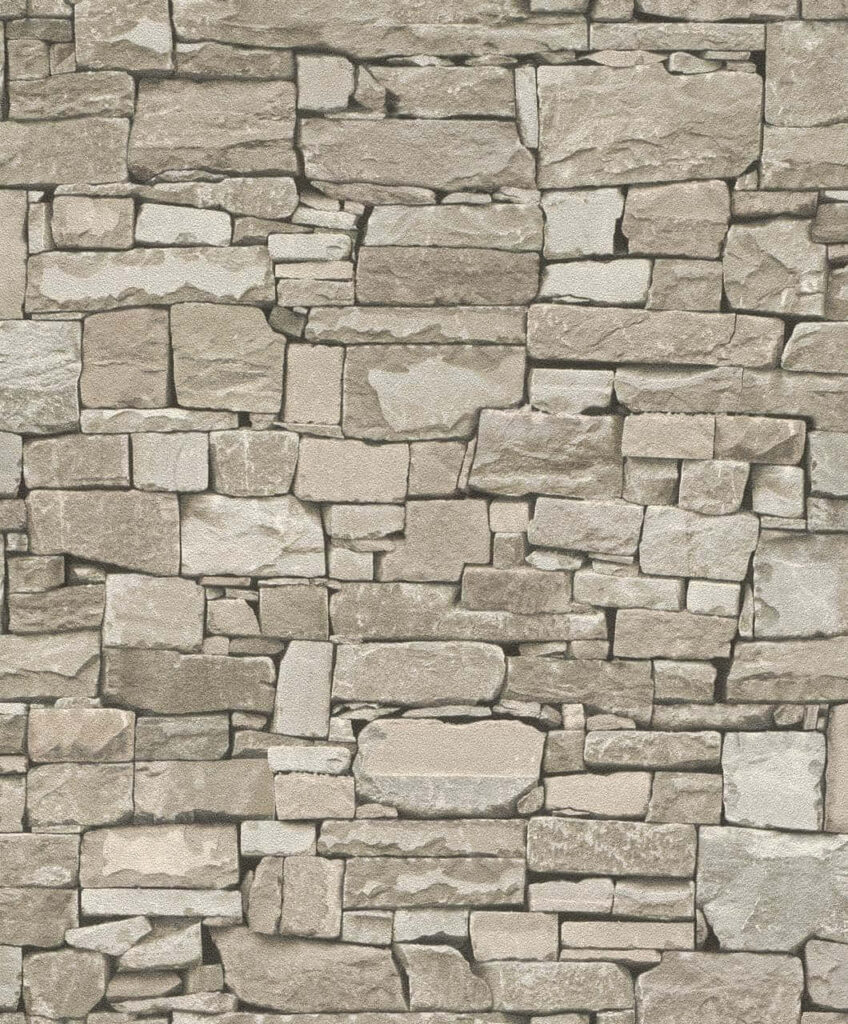 Rustic Textured Stone Wall Wallpaper in Earthy Tones