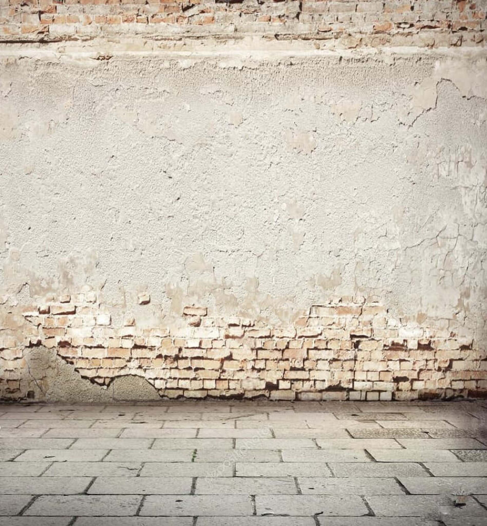 Rustic Urban Wallpaper: Weathered Brick Wall & Paved Sidewalk