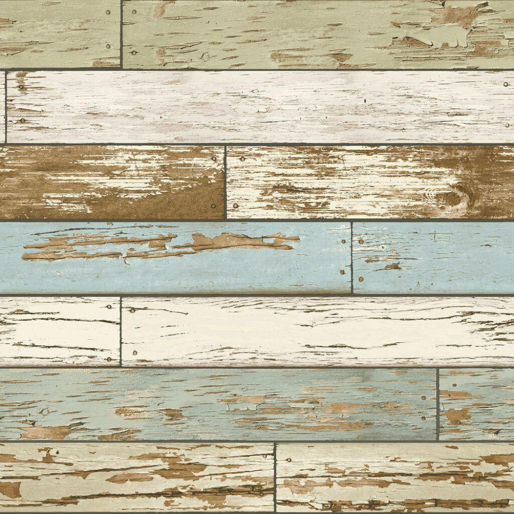 Rustic Wallpaper: Weathered Wood Planks in Charming Vintage Colors