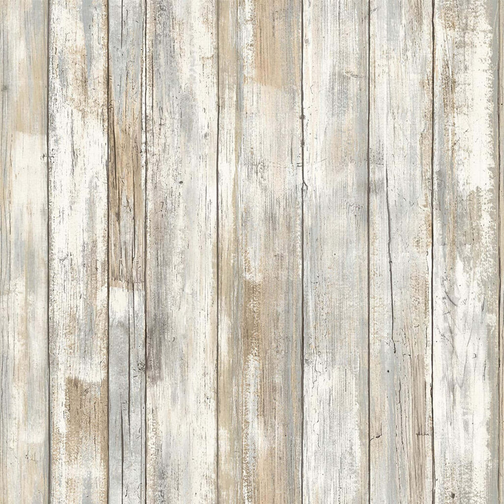 Rustic Vintage White Wooden Wallpaper: Textured Aged Panels