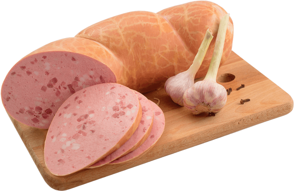 Rustic Ham and Garlic Wallpaper: Appetizing Wooden Display