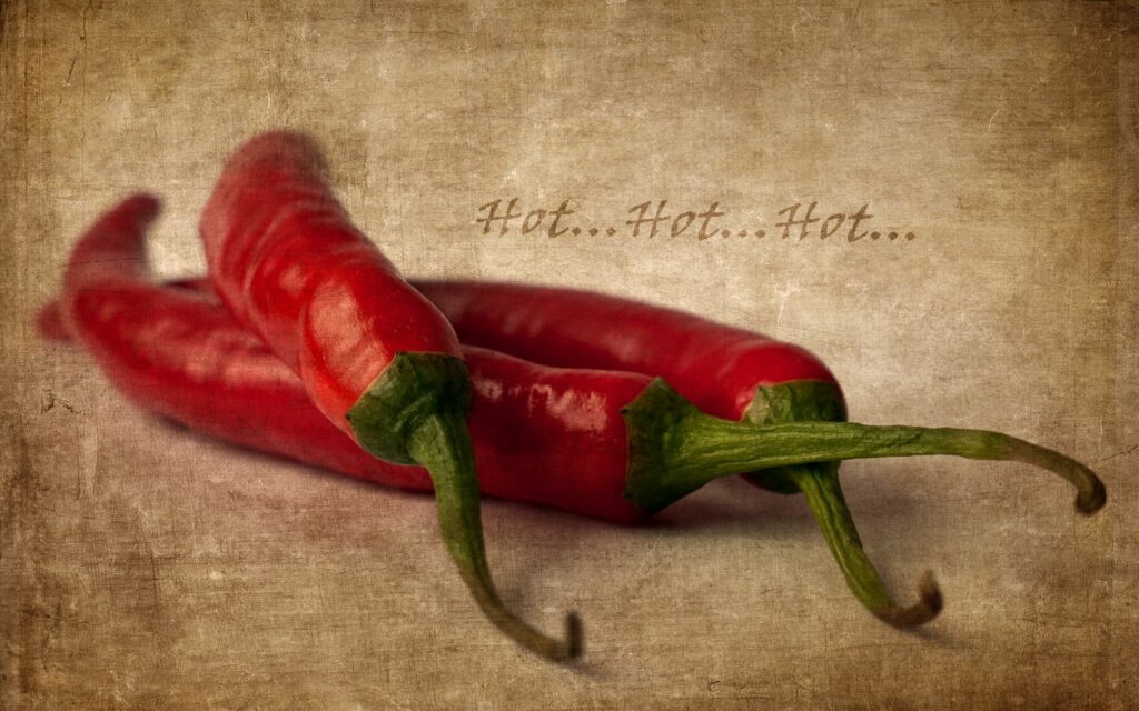 Vibrant Red Chili Peppers Rustic Wallpaper for Hot Background Decor