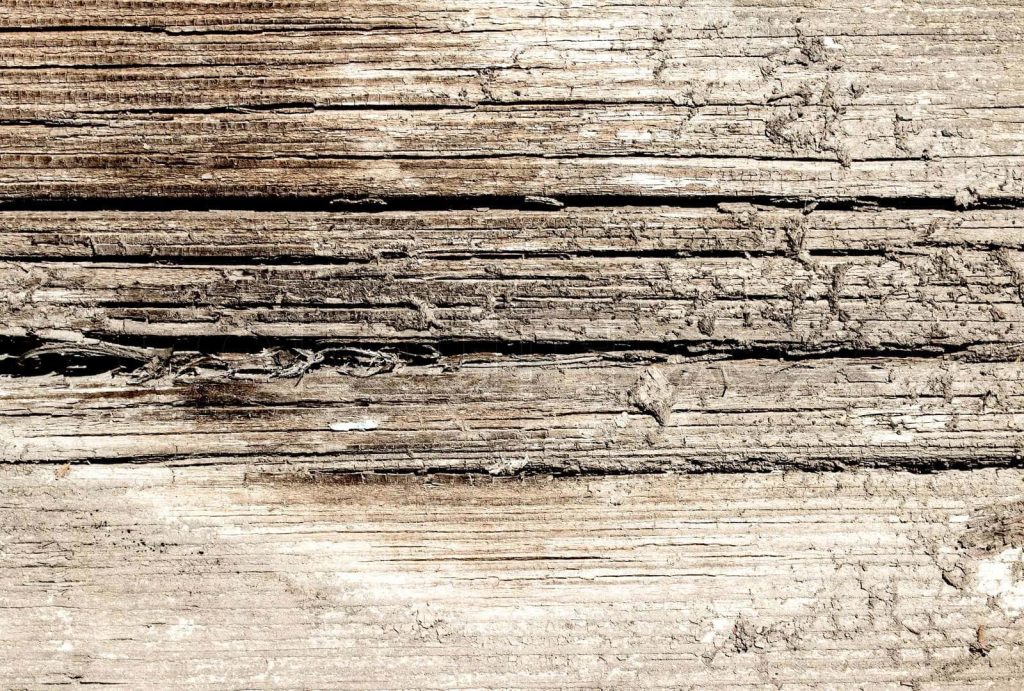 Close-up of weathered wooden plank with detailed grain cracks rustic vintage wood texture background Wallpaper