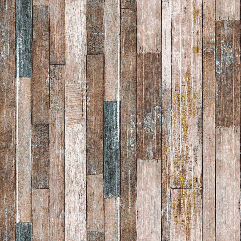 Rustic Wood Plank Wallpaper: Vintage Gray, Brown & Beige Design