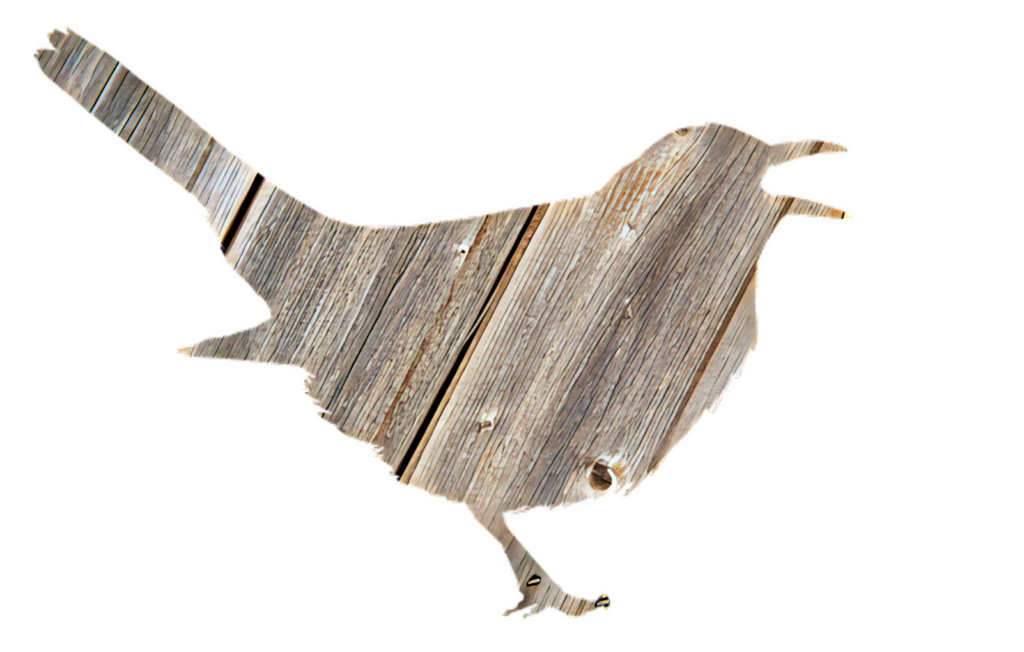 Rustic Wooden Bird Silhouette Wallpaper - Nature-Inspired Design