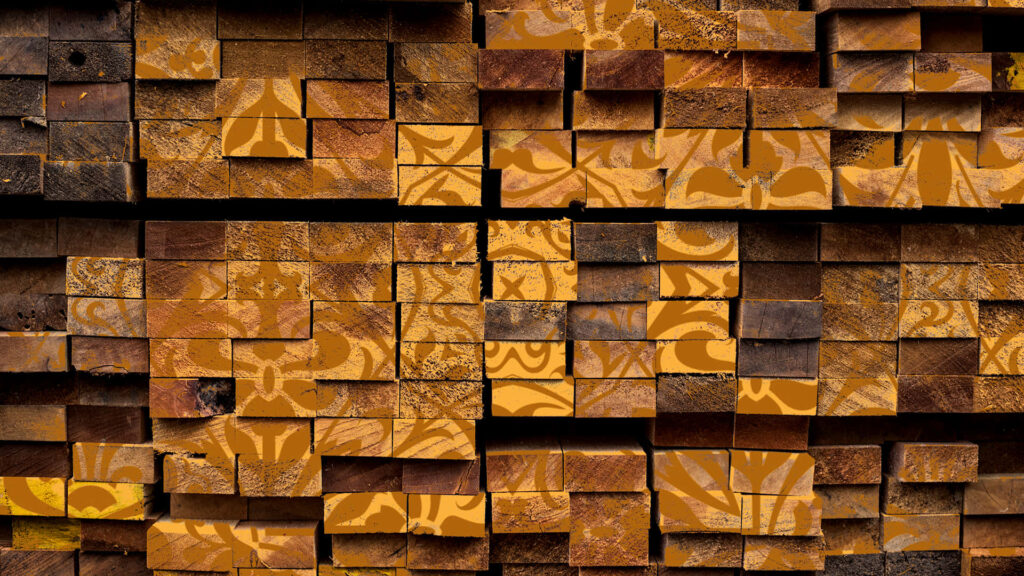 Rustic Wooden Pattern Wallpaper with Intricate Decorative Motifs